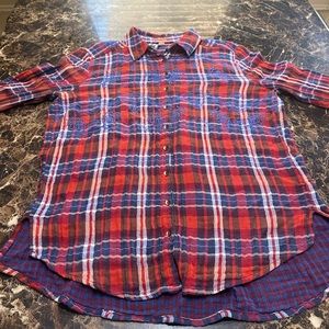 Free People Magical Plaid Button Down, Size Medium